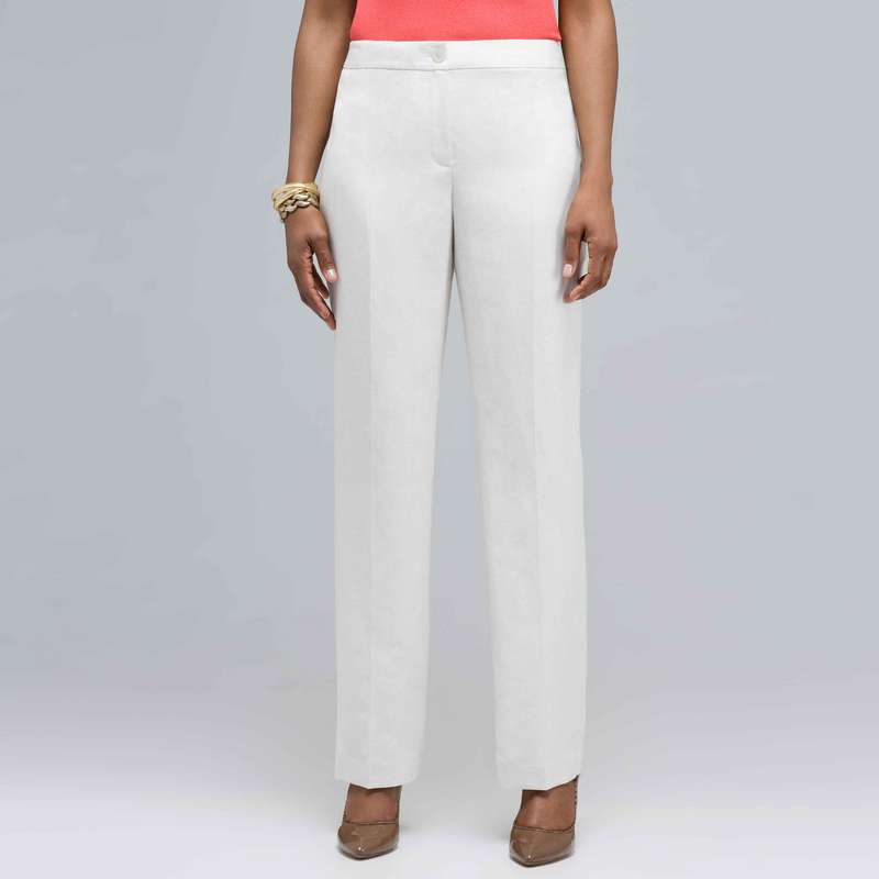 Washable Linen Slim Pant, White, large image number 0