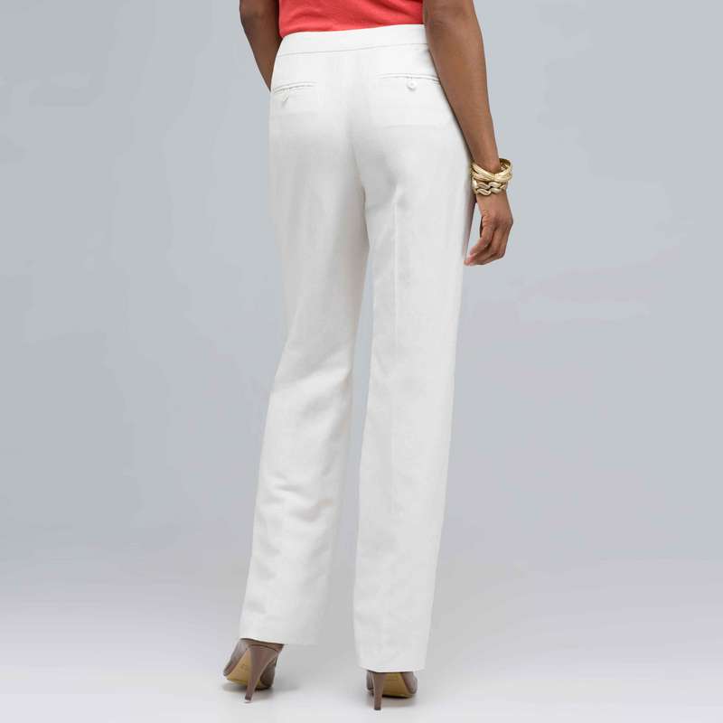 Washable Linen Slim Pant, White, large image number 1